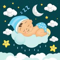 Baby sleep on cloud vector