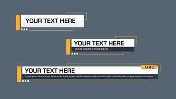 Lower Third TV News Bars Set. Vector transparent background bar with yellow color.