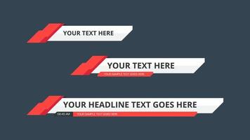 Headline text lower third shape. Vector strip banner with red color.