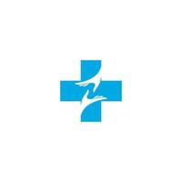 Medical Cross and Hands logo or icon design vector