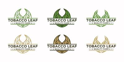 logotipo de hoja de tabaco vintage, referencia de logotipo para granja de tabaco vector
