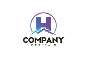 logo h, inspiración de diseño inicial con logo de montaña vector