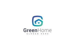 logotipo de casa creativa de color verde letra g vector