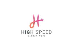 Letter H 3d red colour high speed arrow motion logo vector