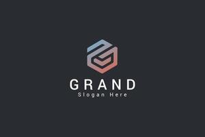 letra g creativa estética hexagonal grand logo vector