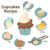 sweet cupcake recipe vector