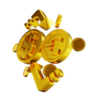 3D illustration golden money exchange png