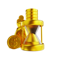 3D-Darstellung Goldenes Taschengeld und Zeit png