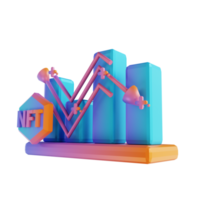 3D illustration NFT cube graph descending png