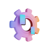 3D illustration colorful gear setting