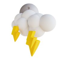 3D illustration cloudy night lightning png