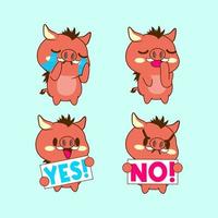 cute little boar vector illustration set