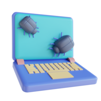 laptop de vírus de ilustração 3d png