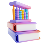 Livre et boulier coloré illustration 3d png