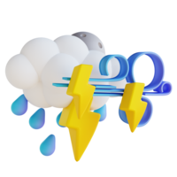 3D illustration stormy rain lightning png