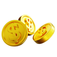 monedas de dinero de oro de ilustración 3d png