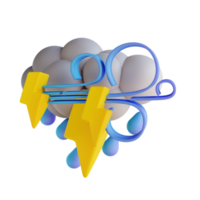 ilustração 3d relâmpago de chuva de noite tempestuosa png