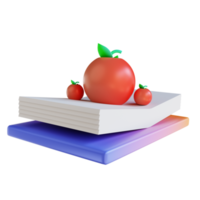 3d illustration pomme colorée et livre png