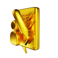 3D illustration golden person note and pencil png