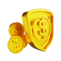 3D-Darstellung Goldene Geldsicherheit png