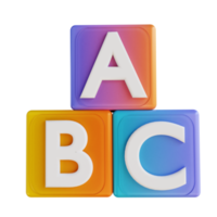 3d illustration boîte alphabet coloré png