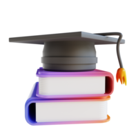 3d ilustración colorido sombrero de graduación y libro