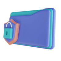 3D illustration security lock folder png