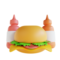 hamburguesa y salsa de ilustración 3d png