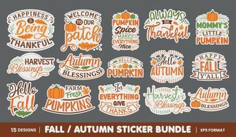 Fall And Autumn Sticker Bundle vector