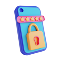 3D illustration mobile password locked png