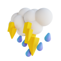 chuva forte de ilustração 3D com relâmpagos png