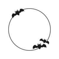 Bat round border frame. Halloween theme simple frames template vector