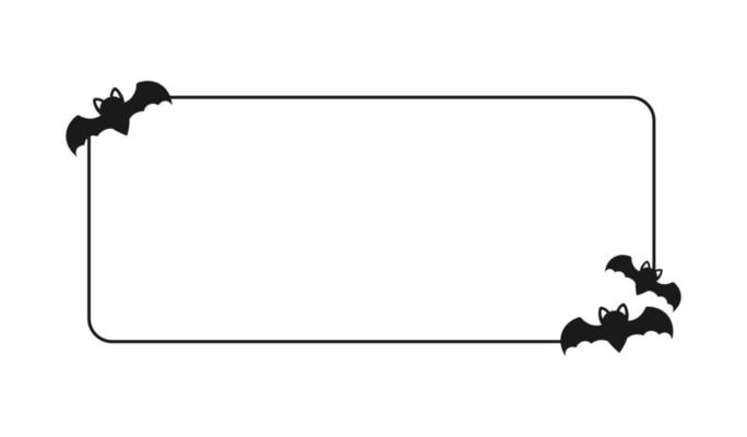 Bat rectangle simple border frame template. Halloween theme frames