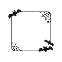 Square Bat border frame. Simple minimal Halloween theme frames vector