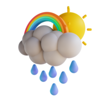 3d ilustración lluvia y arco iris png