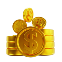 3D-Darstellung goldene Geldmünzen png