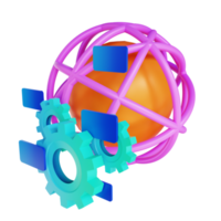 3D illustration global and gear web development png