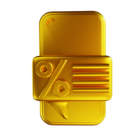 Descuento móvil dorado de ilustración 3d png