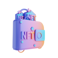 3d illustrazione nft e Ethereum portafoglio png