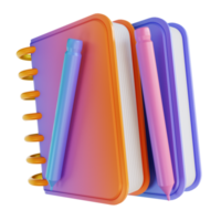 3D illustration colorful notebook and pencil png