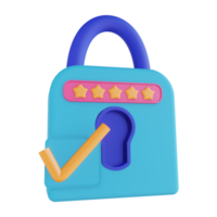 3D illustration password lock check png