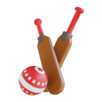 3D-Darstellung Cricketball und Ballschläger png