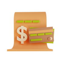 3D illustration bill and credit card png