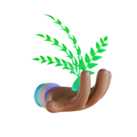 3D illustration hand and save plants png