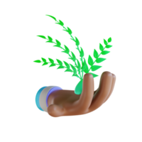 main d'illustration 3d et sauver les plantes png