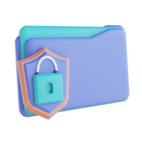 3D illustration security lock folder png