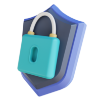 3D illustration security lock png