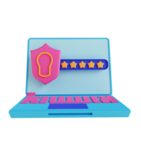 3D illustration password security laptop png