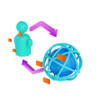 3D illustration people and global users flow png