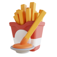 3d illustrazione francese patatine fritte e salsa png